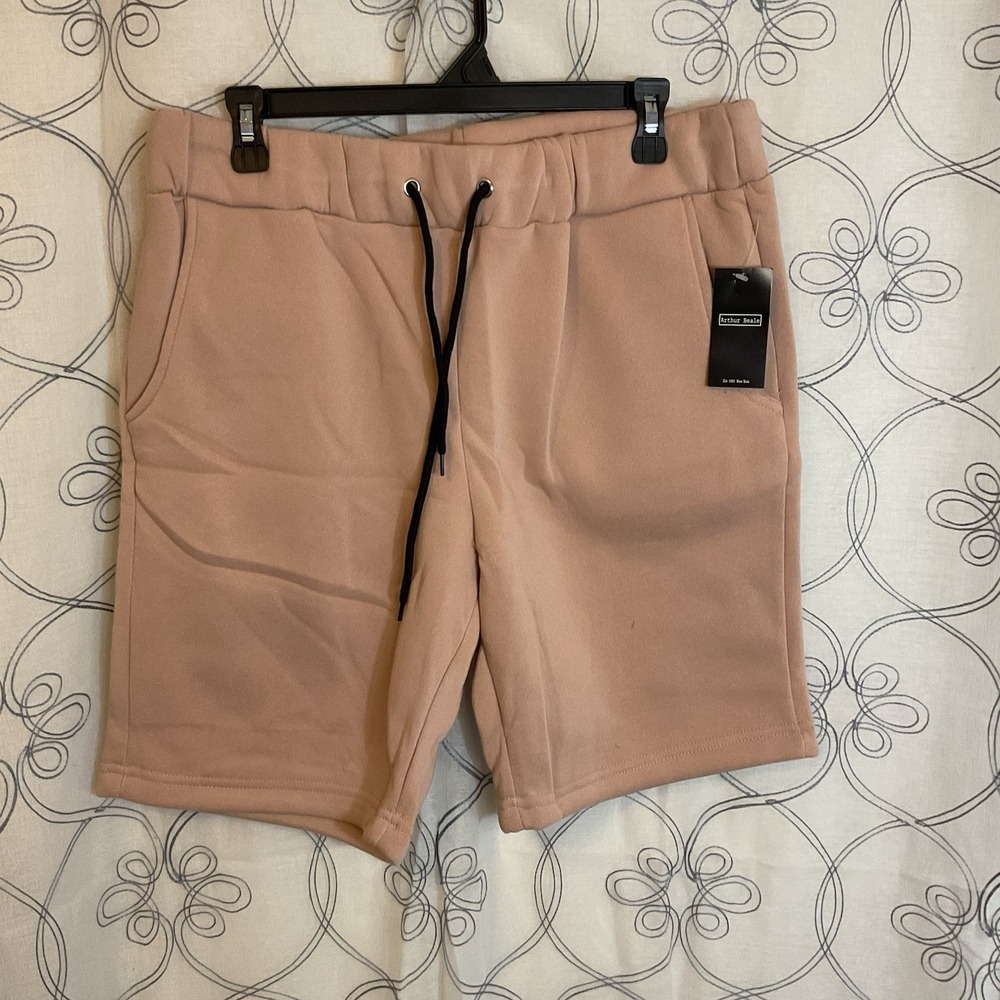 New Arthur Beale Men's Sweat Shorts Drawstring Size Large Beige